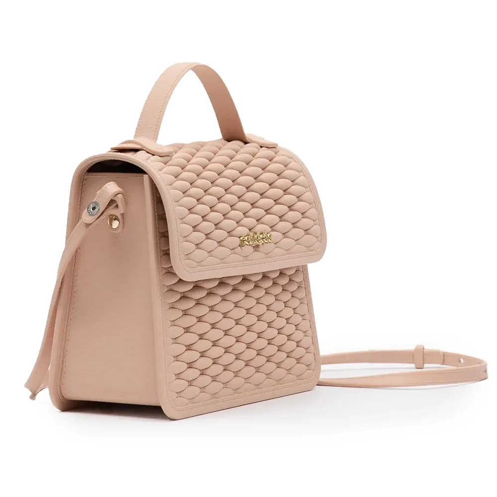 Bolsa Petite Jolie Vic II creme com alça longa estendida para uso confortável